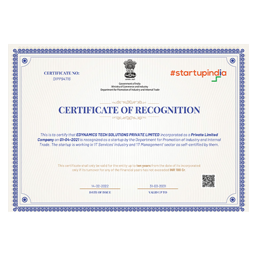 StartUp India Certificate